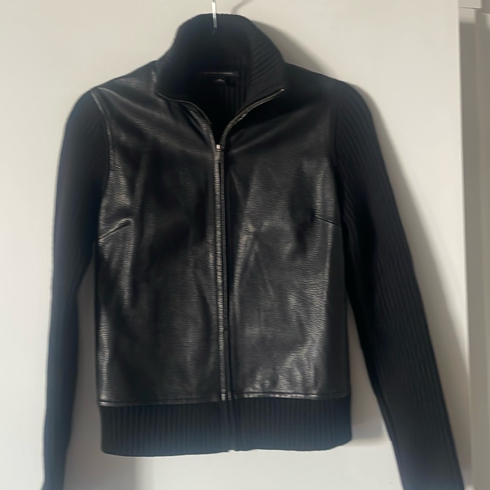 Leather and wool knit jacket/top/blazer sweater